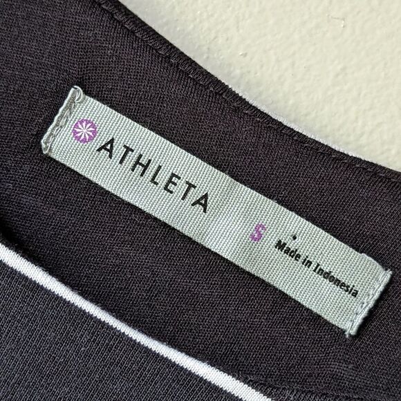 Athleta Black Y2K Striped Midi Dress | Chill Girl Off-Duty Fit NWT Pima Cotton S - Picture 9 of 10